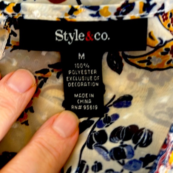 Style & Co bell sleeve Paisley Print Women's Top - Picture 2 of 7